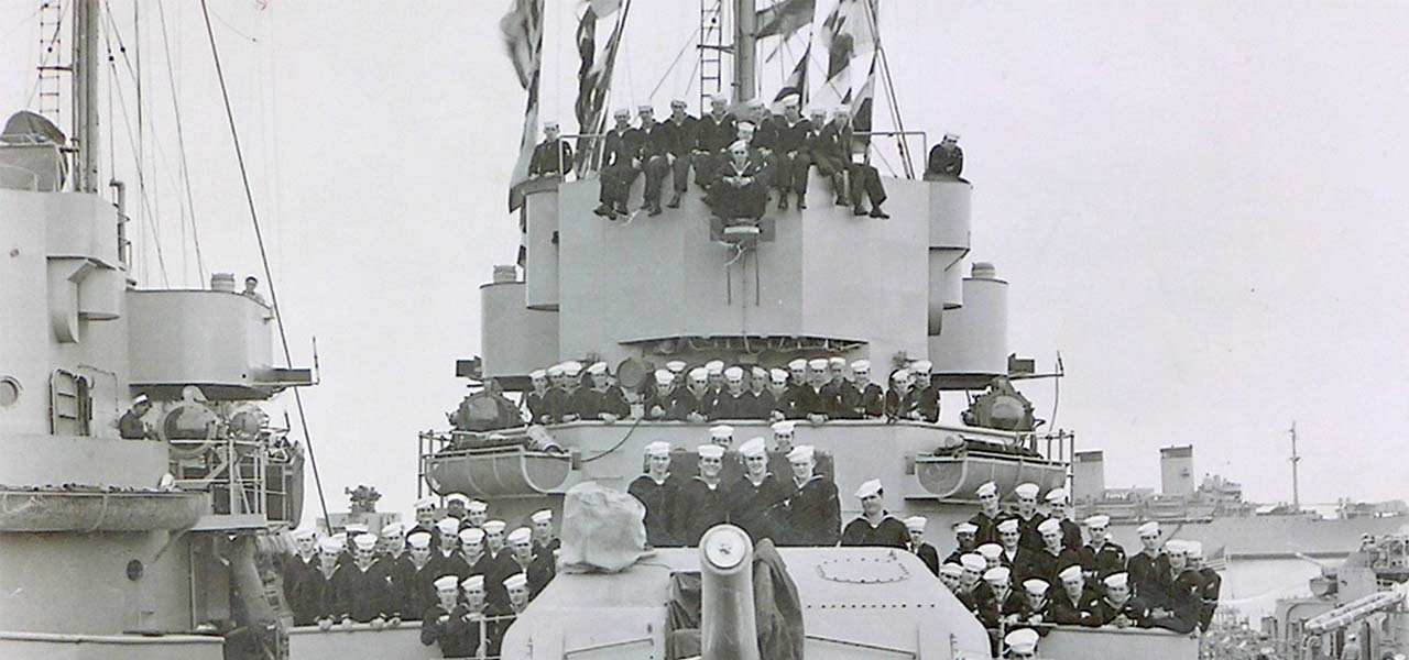 Enlarged Photo of 1950 USS Spangler Crew - Top Half