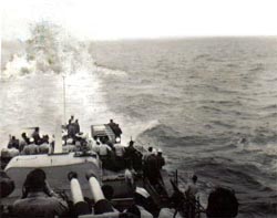 Photo of depth charge at 150 feet