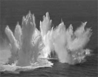 Photo of depth charge explosions