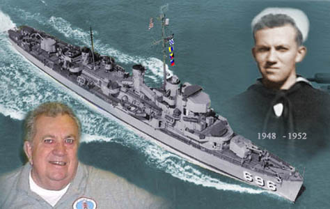 Photo of Bob Ellis and USS Spangler